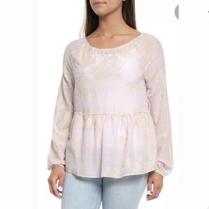 Dylan Embroidered Tie Blouse Size S Pink
